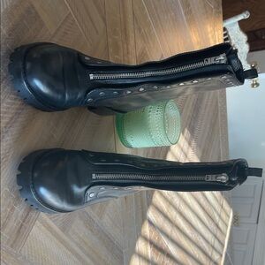 Coach Black Leather Combat Boots